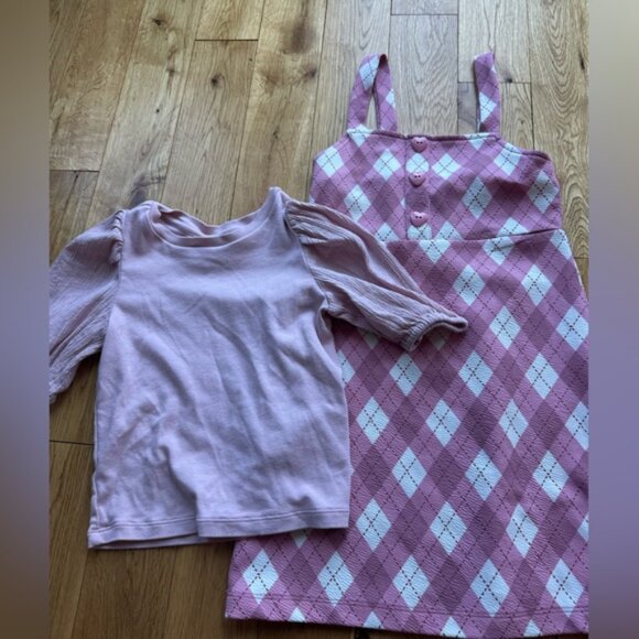 Barbie Dress - Jenna & Jessie - Pink Plaid Gap Pink Shirt Linen Sleeves Size 6-7 - Picture 10 of 13